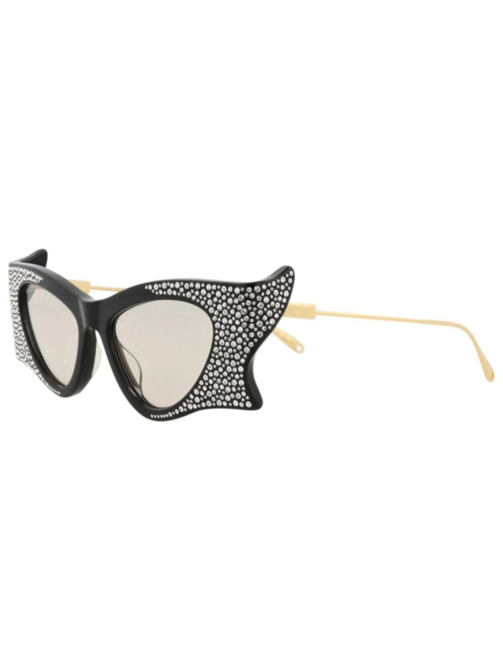 New Gucci Women's Sunglasses Cat Eye Recycled Acetate Frame Black Gold Yellow